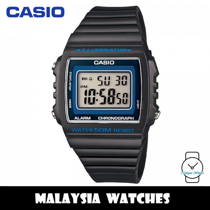 100% Original) Casio W-215H-8A Classic Digital Dark Grey \u0026 Blue Resin Watch W215H  W215H-8A W-215H-8AVDF