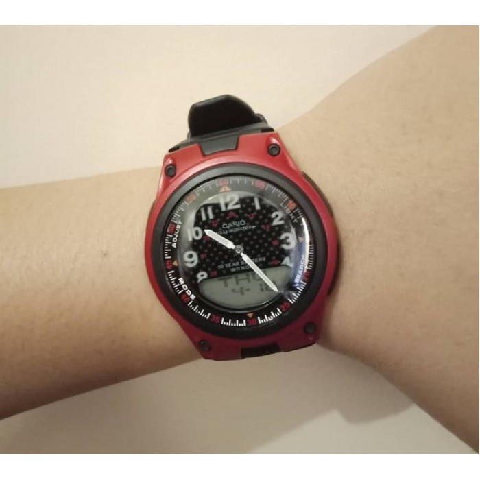 100 Original Casio Aw 80 4b Telememo 10 Years Battery Life Black Red Resin