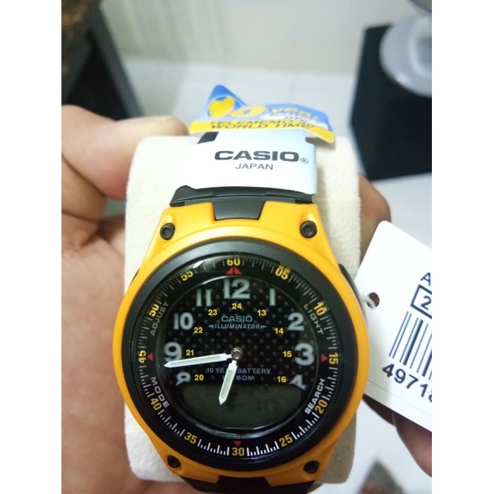 100 Original Casio Aw 80 9b Telememo 10 Years Battery Life Black Yellow Resin