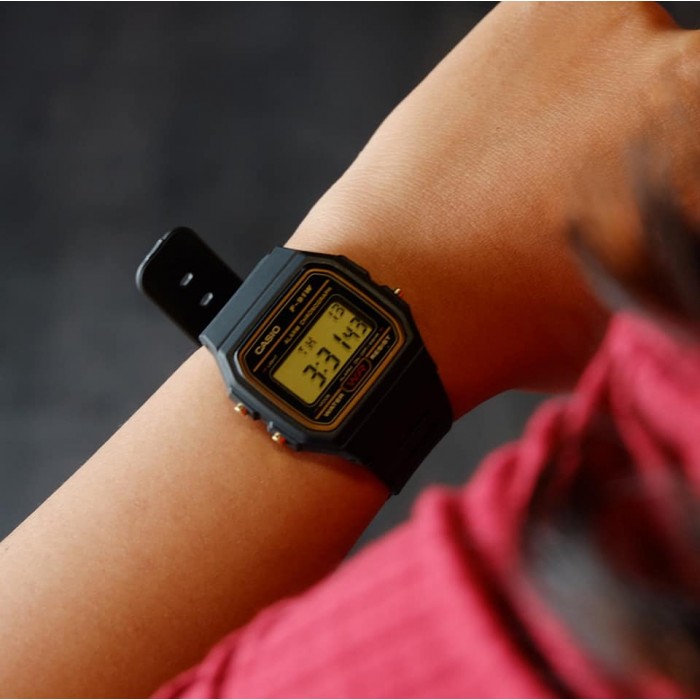 100% Original) Casio F-91WG-9QDF VINTAGE SERIES Digital Black \u0026 Gold Resin  Men's Watch