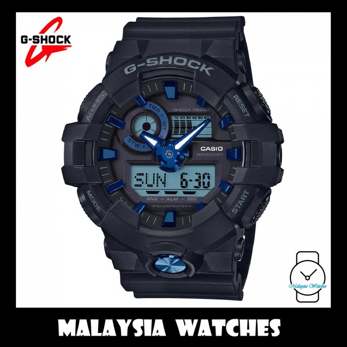 OFFICIAL WARRANTY) Casio G-SHOCK GA-710B-1A2 SPECIAL COLOR MODEL Black \u0026  Blue Analog-Digital Men's Resin Watch