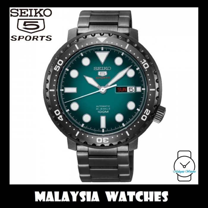 Seiko 5 Sports Bottle Cap Automatic SRPC65K1 Gents Black Stainless Steel Watch