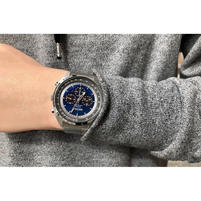 Seiko Solar Quartz SSC619P1 Chronograph Tachymeter Blue Dial Stainless  Steel Men's Watch