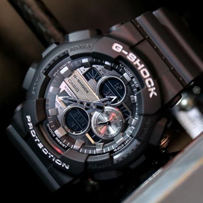 OFFICIAL WARRANTY) Casio G-Shock GA-140GM-1A1 Silver Metallic Face Analog  Digital Black Matte Resin