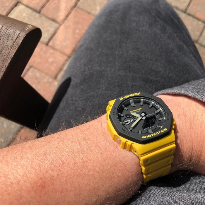 OFFICIAL WARRANTY) Casio G-Shock GA-2110SU-9A Carbon Core Guard Analog  Digital Yellow Resin Watch