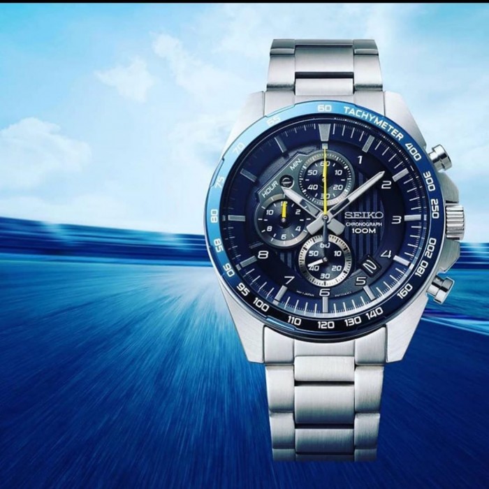 Seiko SSB321P1 Motorsport Quartz Chronograph Blue Dial Hardlex Glass  Stainless Steel Men's Watch