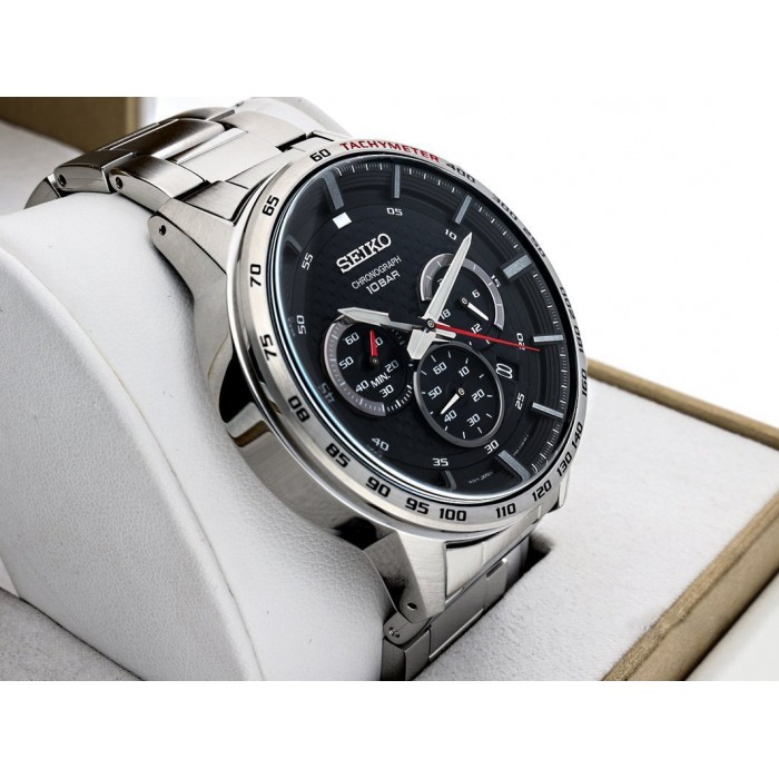 Seiko SSB355P1 Neo Sports Quartz Chronograph Black Dial Hardlex Crystal  Glass Stainless Steel Men's Watch