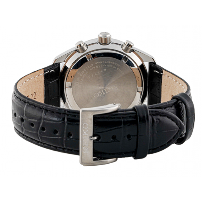 Seiko SSB383P1 Quartz Chronograph Cream Dial Hardlex Crystal Glass Black  Leather Strap Men's Watch