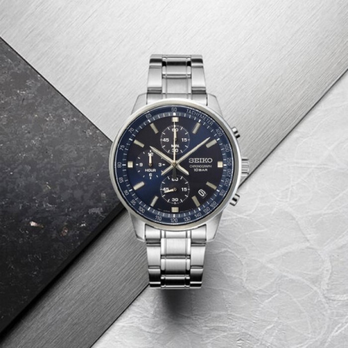 Seiko SSB377P1 Quartz Chronograph Blue Dial Hardlex Crystal Glass  Silver-Tone Stainless Steel Men's Watch