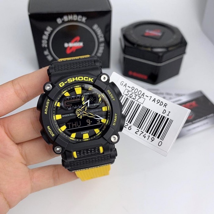 OFFICIAL WARRANTY) Casio G-Shock GA-900A-1A9 Heavy Duty Digital-Analog  Black Dial Yellow Resin