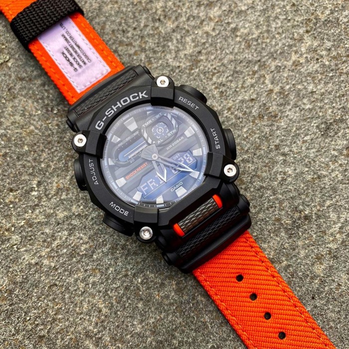 OFFICIAL WARRANTY) Casio G-Shock GA-900C-1A4 Heavy Duty Digital-Analog  Black Dial Orange Cloth