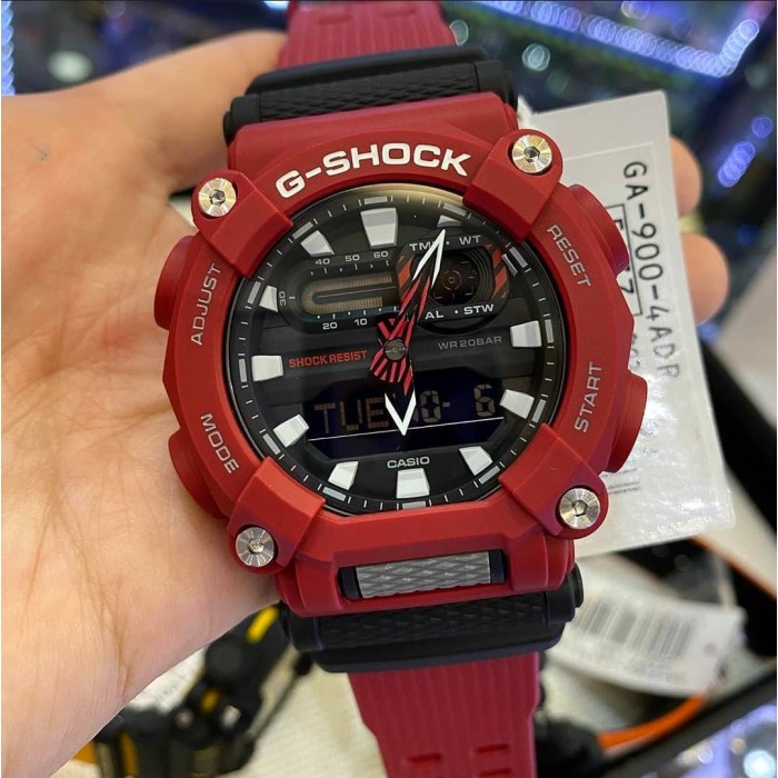 OFFICIAL WARRANTY) Casio G-Shock GA-900-4A Heavy-Duty Analog Digital Black  Dial Red Resin