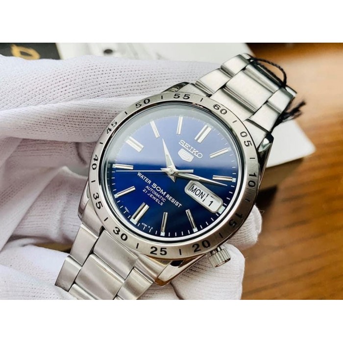 Seiko 5 SNKD99K1 Automatic Blue Dial See Through Case Back Hardlex Crystal  Glass Stainless Steel Men's