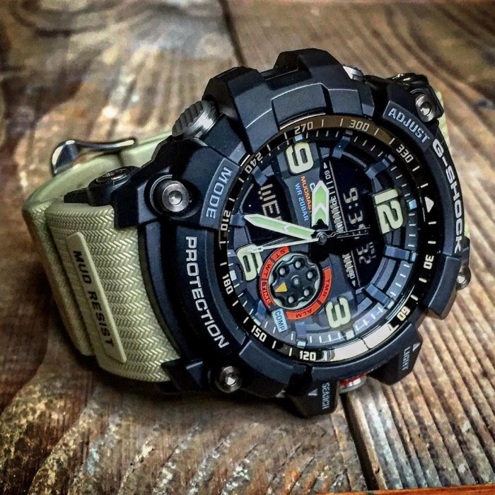 OFFICIAL WARRANTY) Casio G-Shock GG-1000-1A5 Mudmaster Twin Sensor Analog  Digital Khaki Resin Strap