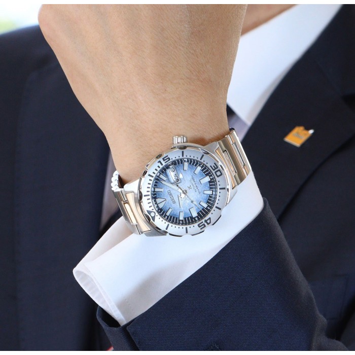 Seiko Prospex SRPG57K1 Monster Save The Ocean Blue Penguin Antarctica  Automatic Hardlex Crystal Glass Stainless Steel
