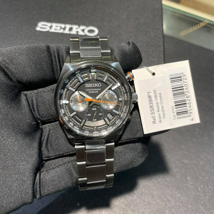 Seiko Neo Sport SSB399P1 Quartz Chronograph Black Dial Hardlex Glass  Stainless Steel Men's Watch