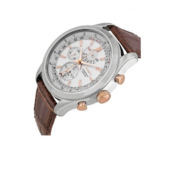 Seiko Men s Chronograph Brown Leather Strap Watch SPC129P1