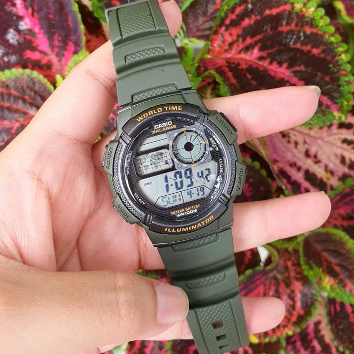 100% Original) Casio Classic AE-1000W-3A 10-Year Battery Life  Multi-Function Digital Dark