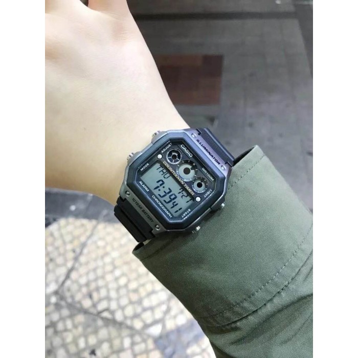 100% Original) Casio Classic AE-1300WH-8A 10-Year Battery Life Interval  Timer Digital Black