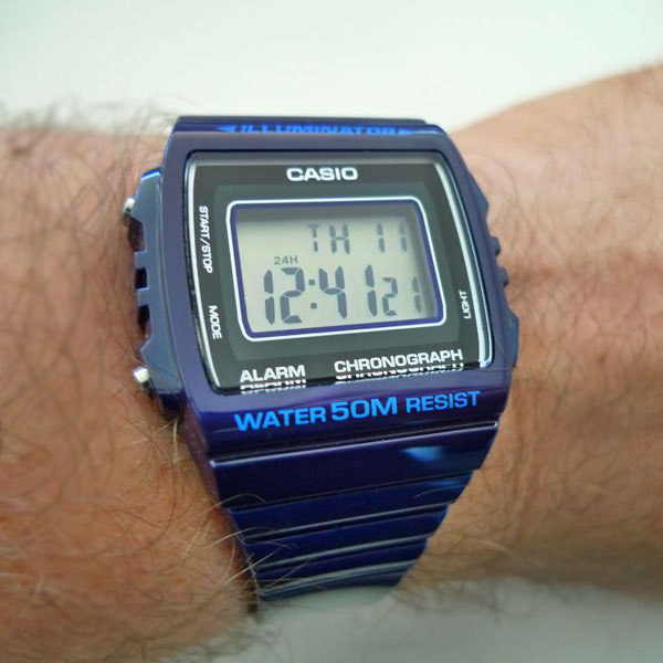 100% Original) Casio W-215H-2A Classic Digital Navy Blue Resin Men's Watch W215H  W215H-2A W-215H-2AVDF