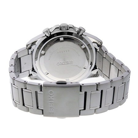 Seiko Men's Chronograph Black Dial Stainless Steel Band Watch SSB243P1  (Silver)