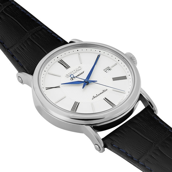 Seiko Premier Gents SRPA17J2 Automatic Sapphire Made in Japan Black Leather  Strap Watch