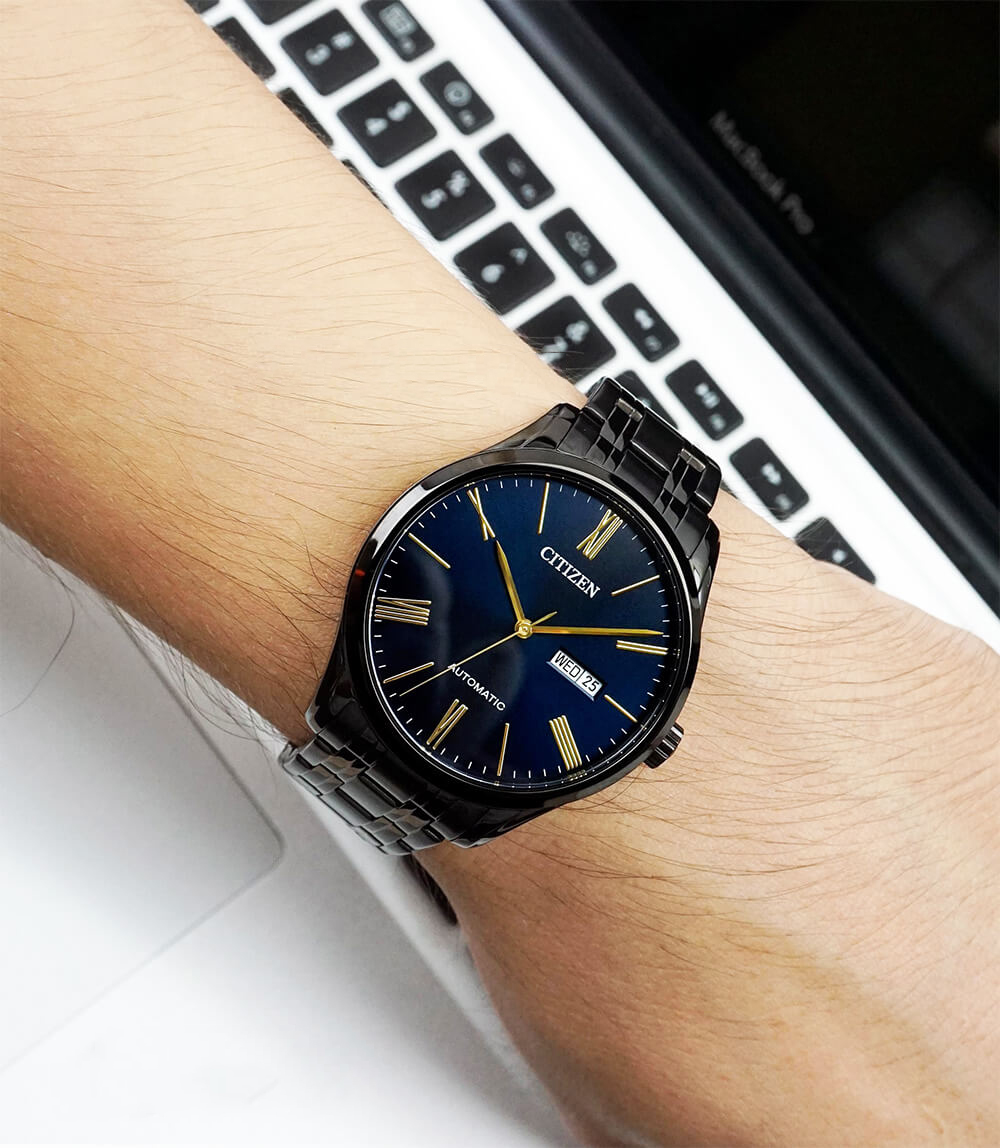 100% Original) Citizen Gents NH8365-86M Mechanical Dark Blue Dial Black  Stainless Steel Automatic Watch