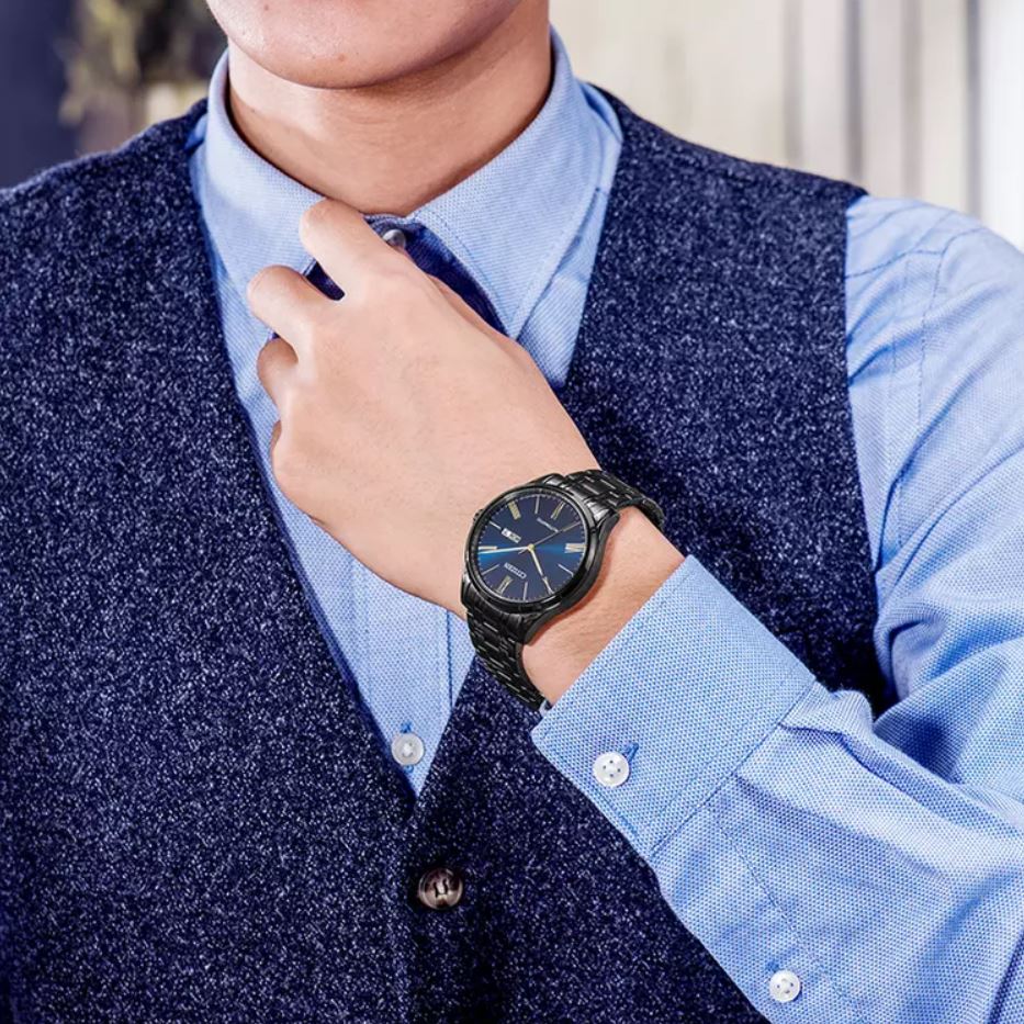 100% Original) Citizen Gents NH8365-86M Mechanical Dark Blue Dial Black  Stainless Steel Automatic Watch