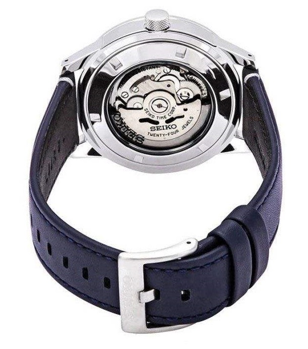 Seiko Automatic SSA391K1 100M Blue Textured Dial Blue Calf Leather Strap  Men's Watch