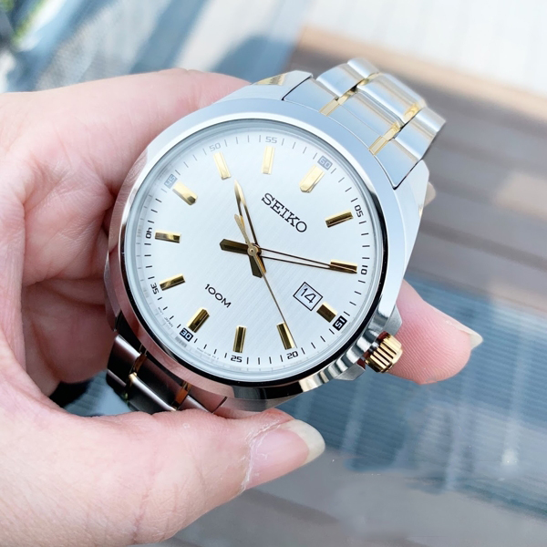 Seiko SUR279P1 Classic Quartz Analog White Dial Gold Hands \u0026 Index  Stainless Steel Men's Watch