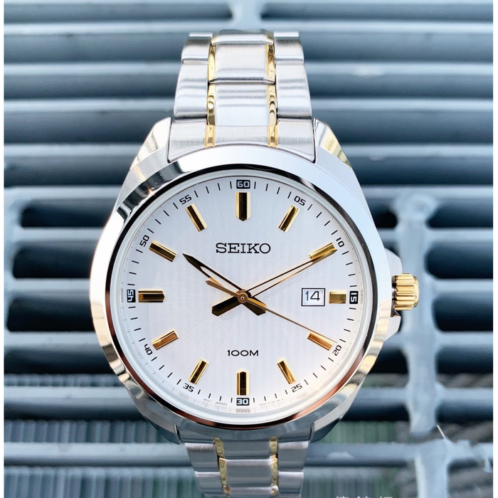 Seiko SUR279P1 Classic Quartz Analog White Dial Gold Hands \u0026 Index  Stainless Steel Men's Watch