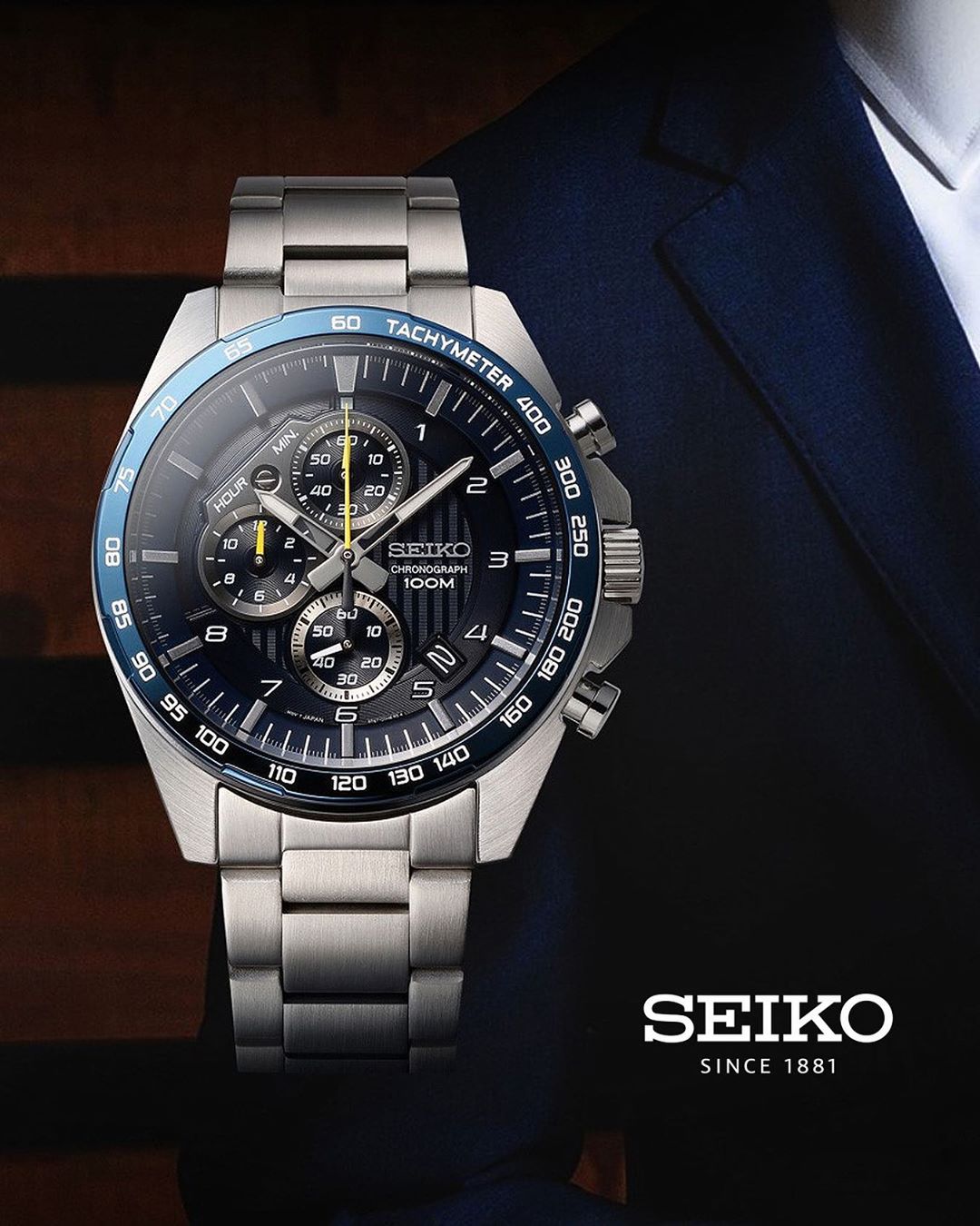 Seiko SSB321P1 Motorsport Quartz Chronograph Blue Dial Hardlex Glass  Stainless Steel Men's Watch