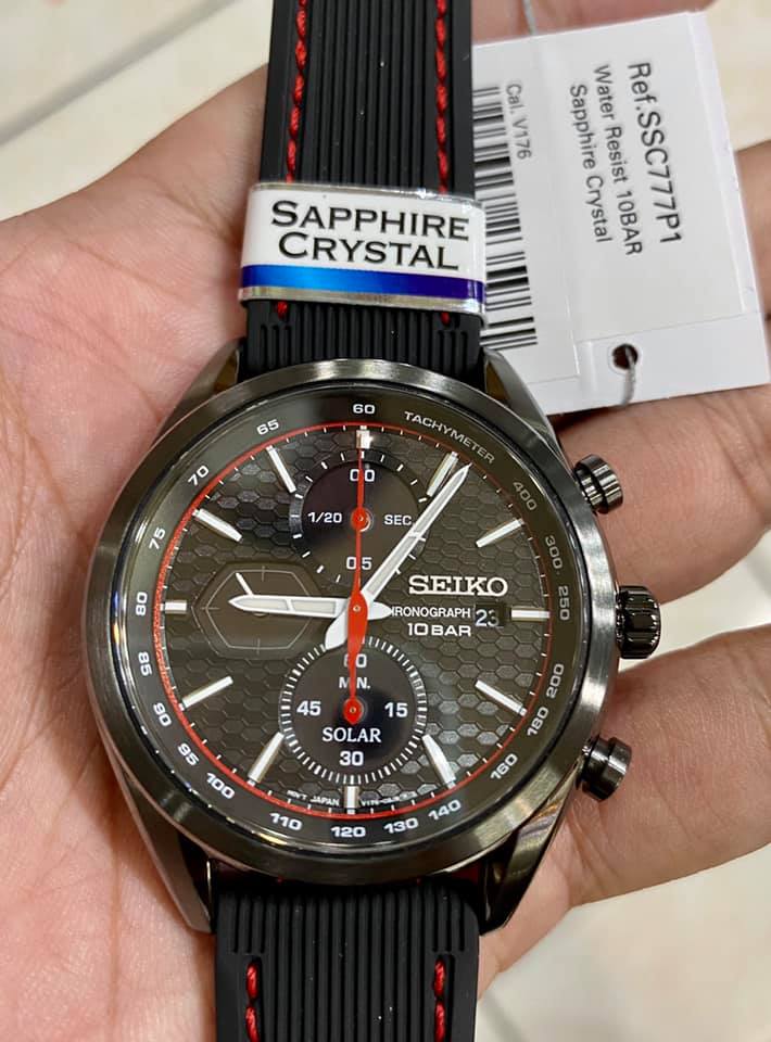 Seiko SSC777P1 Macchina Sportiva Solar Power Chronograph Sapphire Glass  Silicone Strap Men's Watch