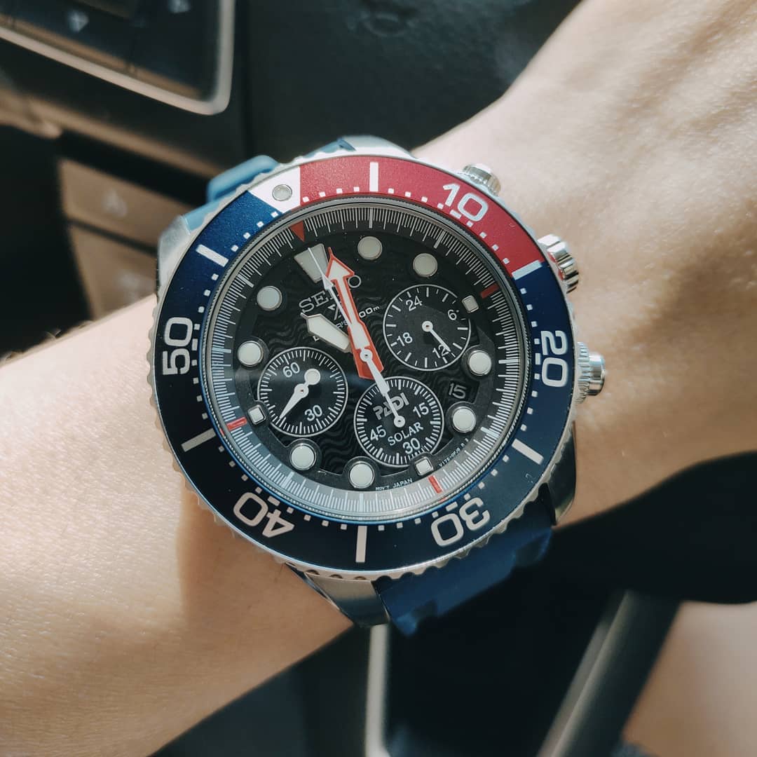 Seiko SSC785P1 Prospex PADI Solar Power Divers 200M Chronograph Black Dial  Blue Silicone Strap Men's Watch (Old Model SSC663P1)