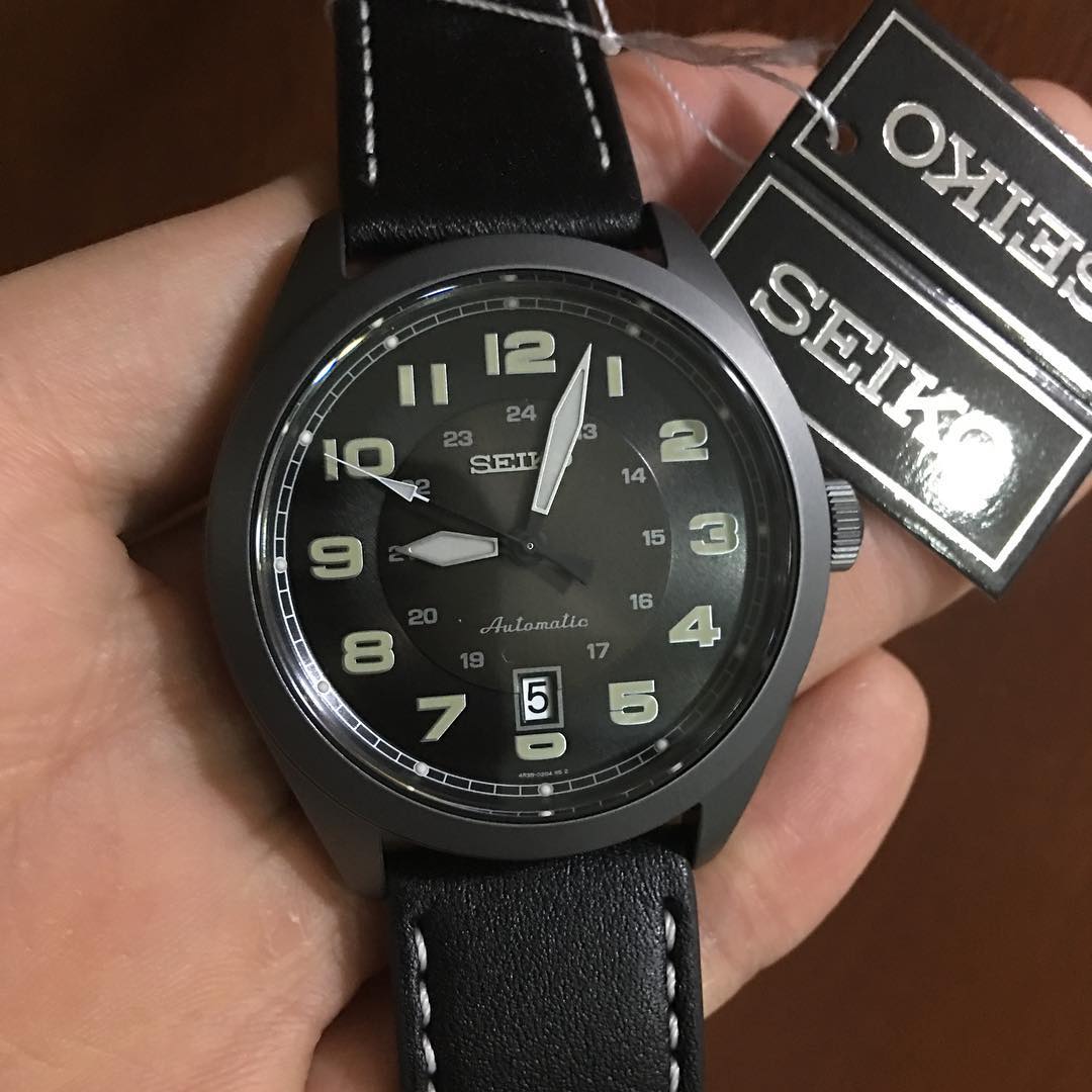 Seiko SRPC89K1 Automatic Black Dial Stainless Steel Case Hardlex Crystal  Glass Black Calfskin Leather Strap Men's Watch