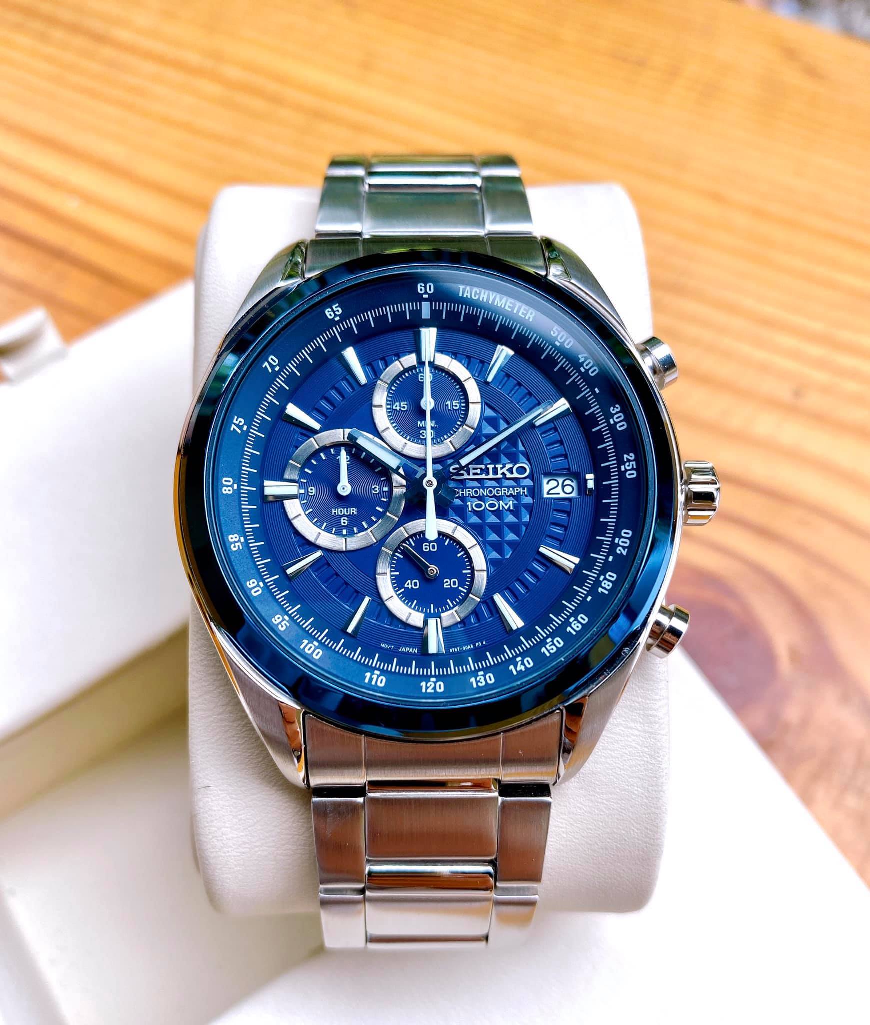 Seiko SSB177P1 Quartz Chronograph Blue Dial Hardlex Crystal Glass  Silver-Tone Stainless Steel Men's Watch