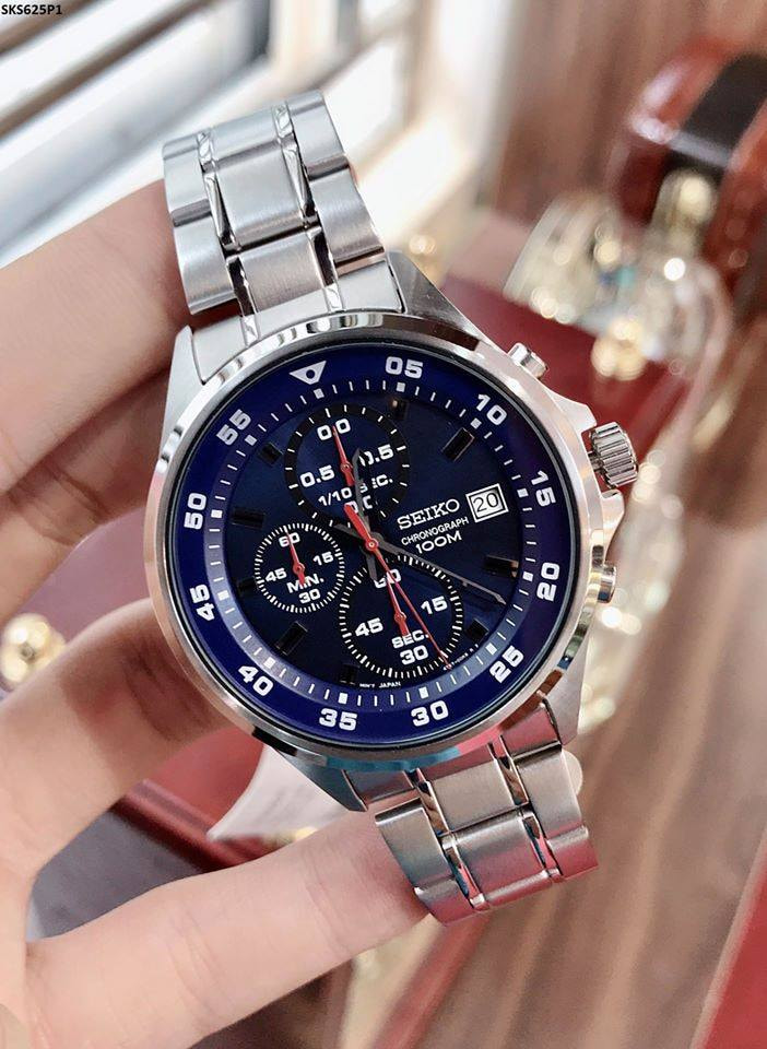 Seiko SKS625P1 Quartz Chronograph Blue Dial Hardlex Crystal Glass  Silver-Tone Stainless Steel Men's Watch