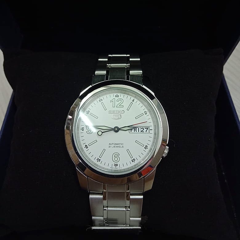 Seiko 5 SNKE57K1 Automatic See-thru Back White Dial Stainless Steel  Bracelet Gents Watch