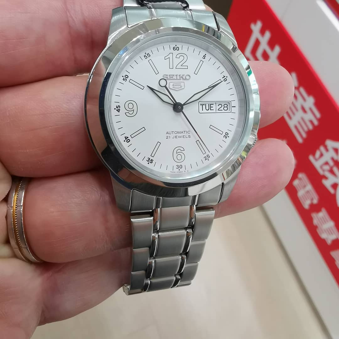 Seiko 5 SNKE57K1 Automatic See-thru Back White Dial Stainless Steel  Bracelet Gents Watch