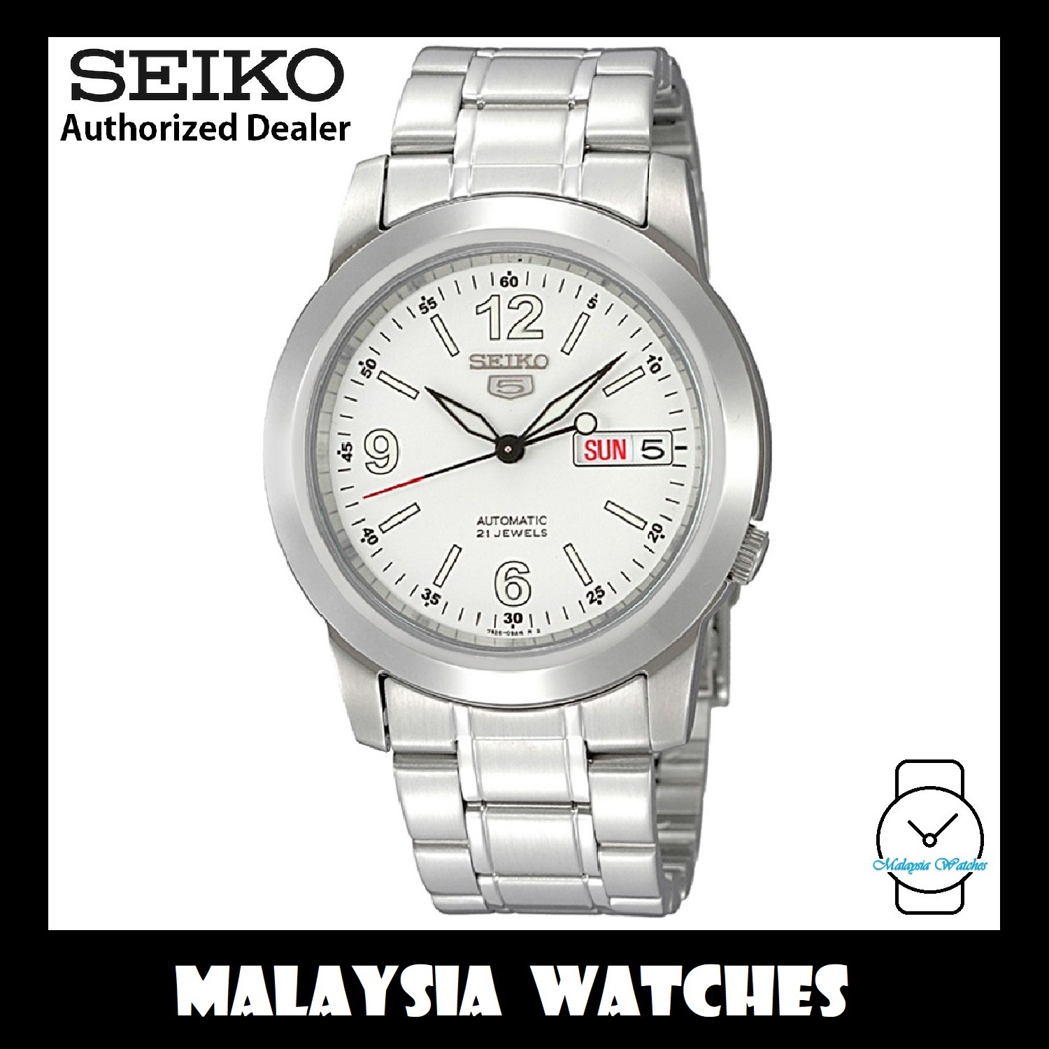 Seiko 5 SNKE57K1 Automatic See-thru Back White Dial Stainless Steel  Bracelet Gents Watch