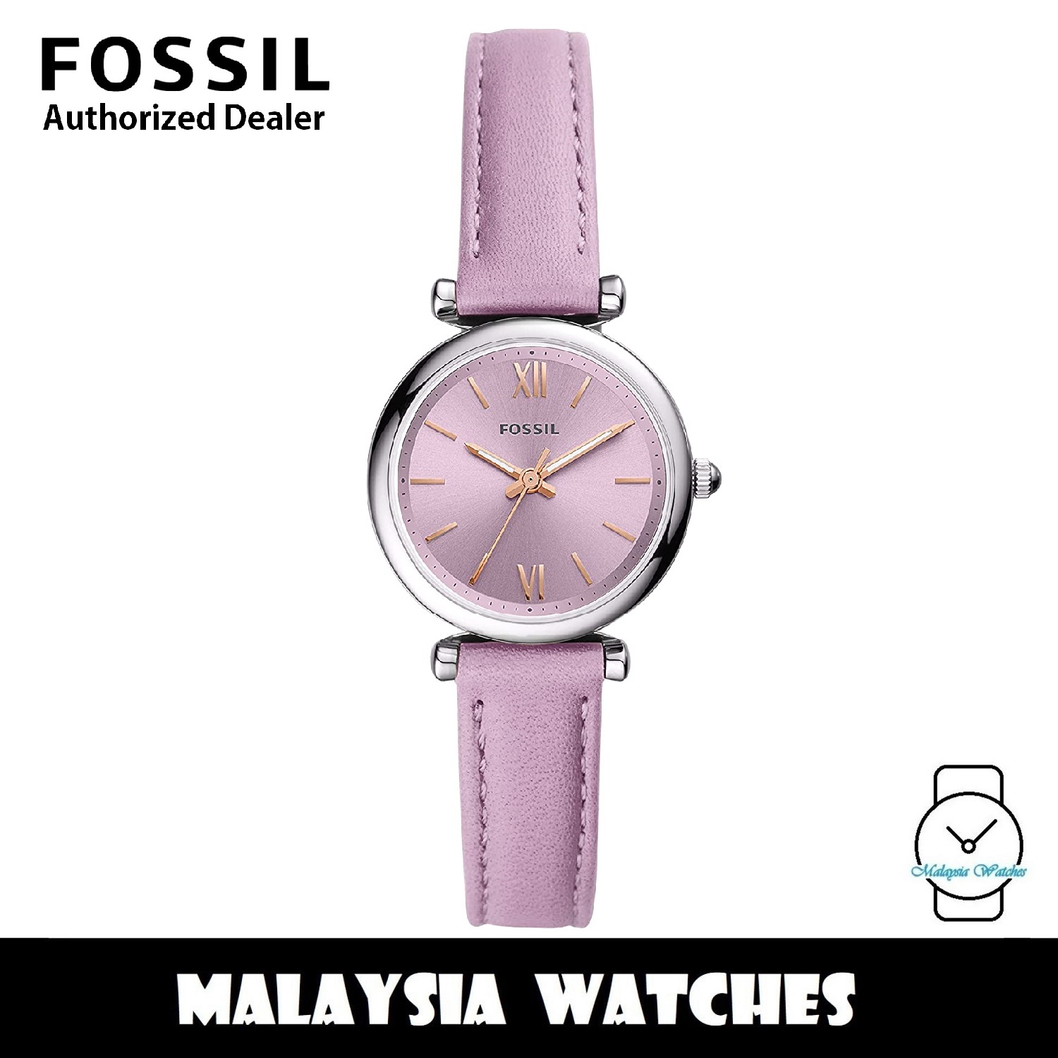 (OFFICIAL WARRANTY) Fossil ES5102 Carlie Mini Quartz Light Purple Dial